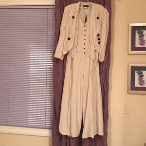 Two Piece Beige Jump Suit with Long Sleeve Jacket